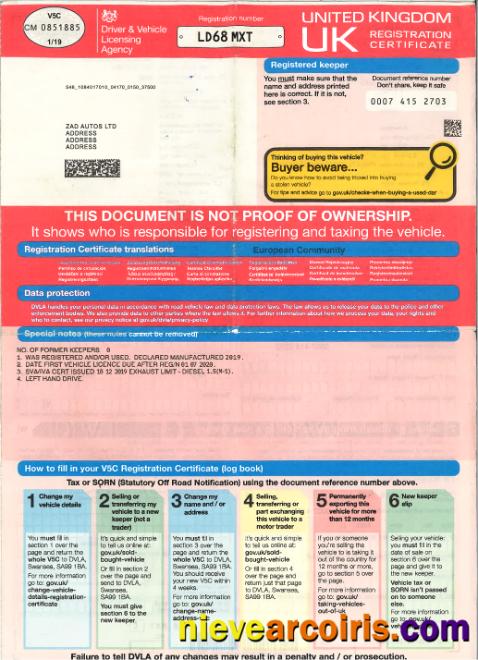 United Kingdom driver,vehicle registration certificate1